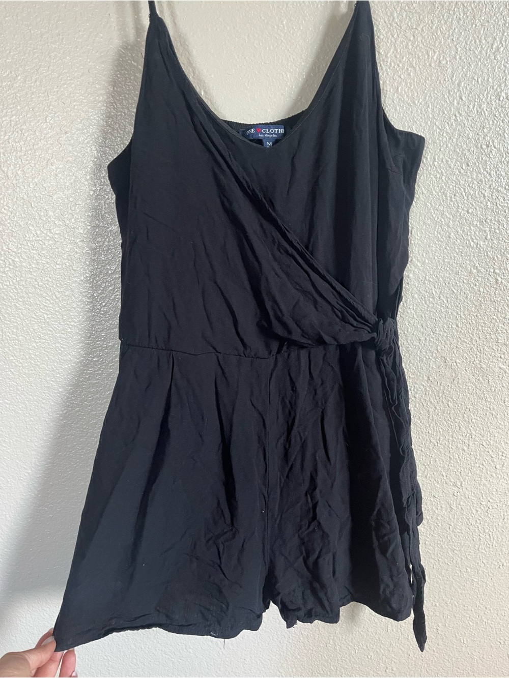 Black Wrap-Front Sleeveless Romper